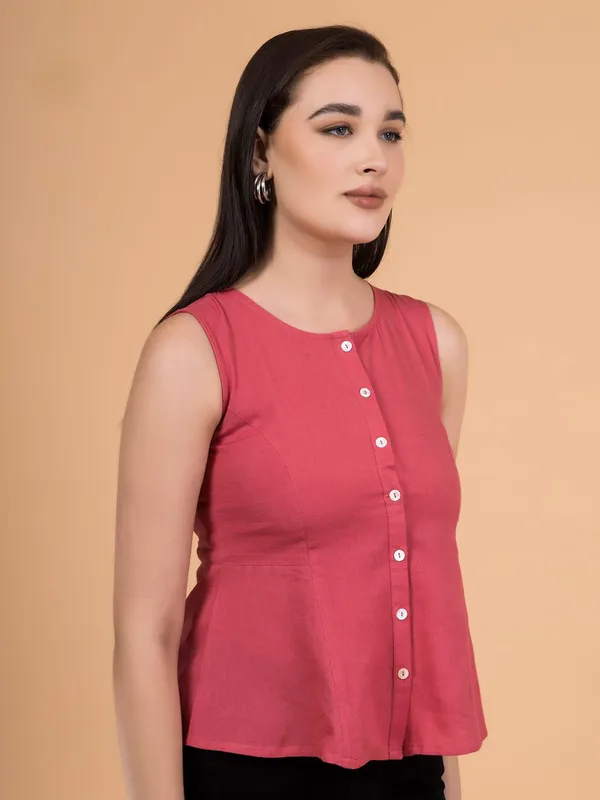 Brink_Pink_Solid_Button-Down_Peplum_Top