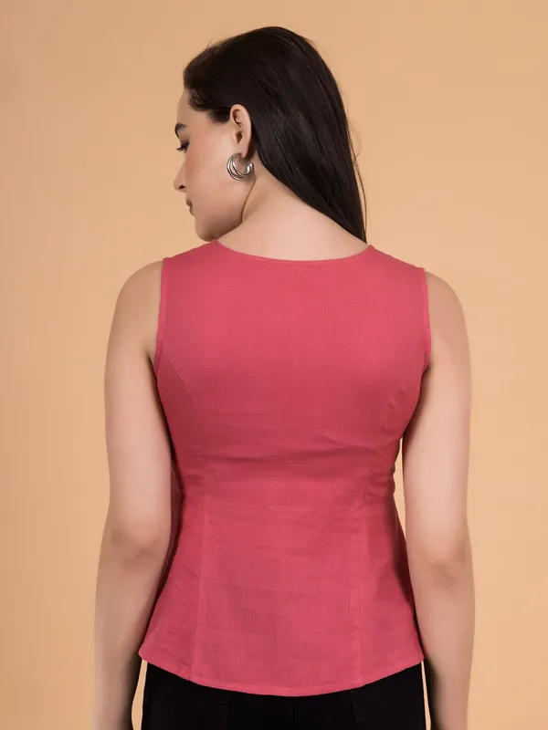 Brink_Pink_Solid_Button-Down_Peplum_Top