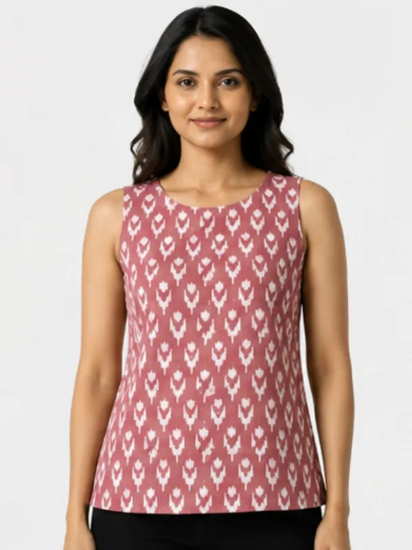 Pink_Ikat_Top_Sleeveless_Cotton_Top