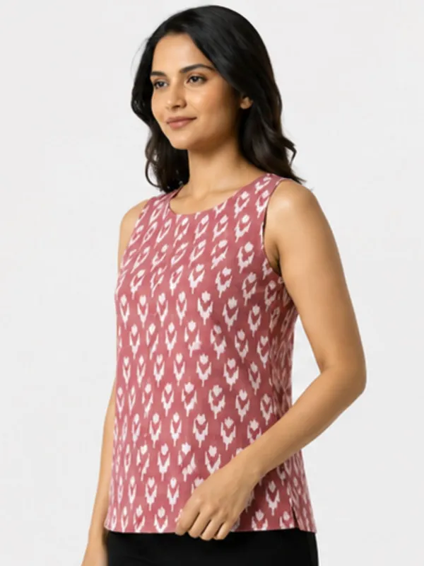 Pink_Ikat_Top_Sleeveless_Cotton_Top