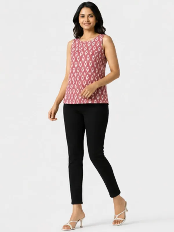 Pink_Ikat_Top_Sleeveless_Cotton_Top