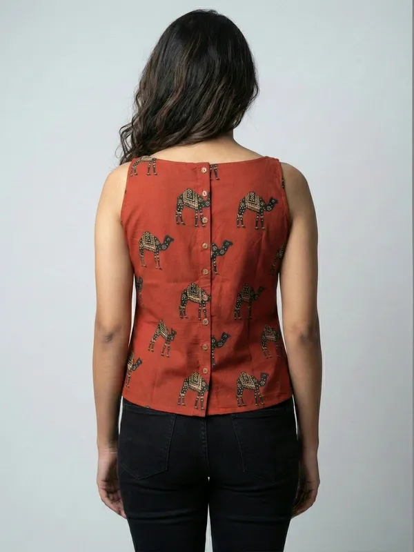 Red_Sanganeri_Camel_Print_Cotton_Tank_Top