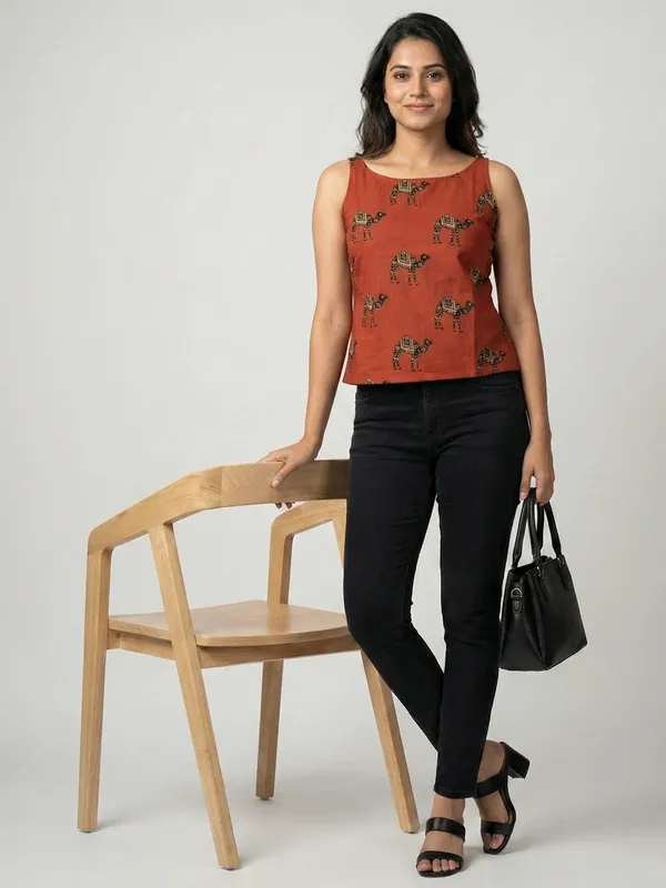 Red_Sanganeri_Camel_Print_Cotton_Tank_Top
