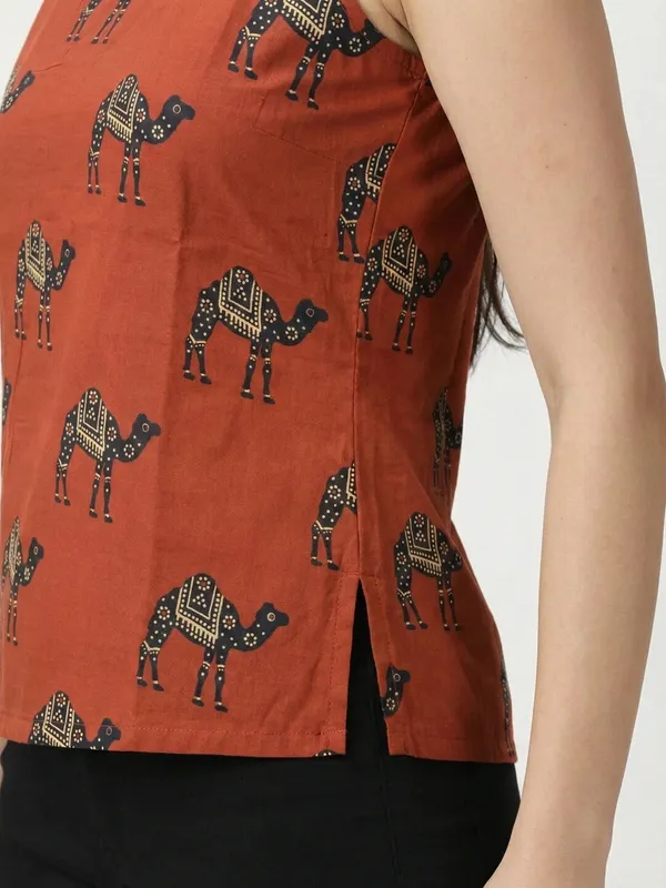 Red_Sanganeri_Camel_Print_Cotton_Tank_Top
