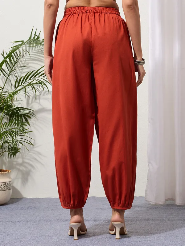 Rust_Cotton_Linen_Piping_Hem_Palazzo_with_Pocket