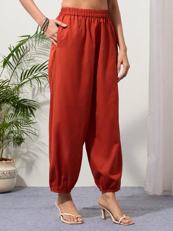 Rust_Cotton_Linen_Piping_Hem_Palazzo_with_Pocket