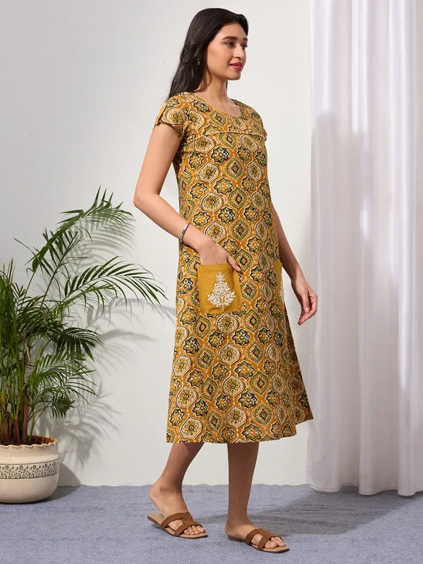 Mustard_Ethnic_Motifs_Midi_Dress_with_Embroidered_Patch_Pockets_&_Shoulder_Tabs