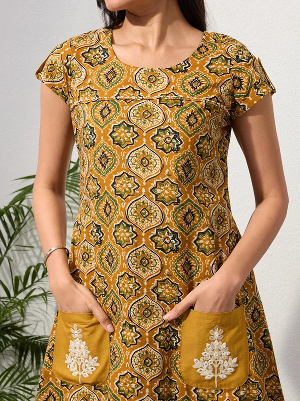 Mustard_Ethnic_Motifs_Midi_Dress_with_Embroidered_Patch_Pockets_&_Shoulder_Tabs