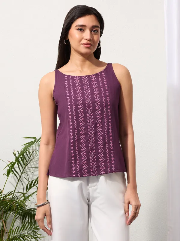 Imperial_Purple_Cotton_Linen_Embroidered_Top