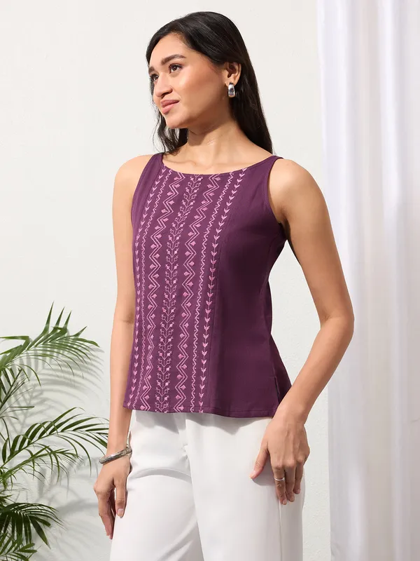 Imperial_Purple_Cotton_Linen_Embroidered_Top