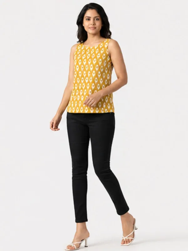Yellow_Ikat_Top_Sleeveless_Cotton_Top