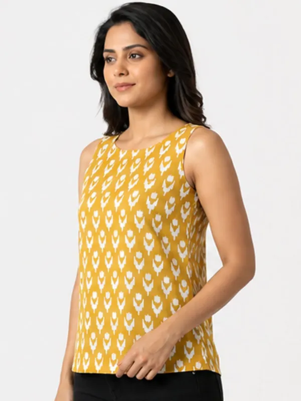 Yellow_Ikat_Top_Sleeveless_Cotton_Top