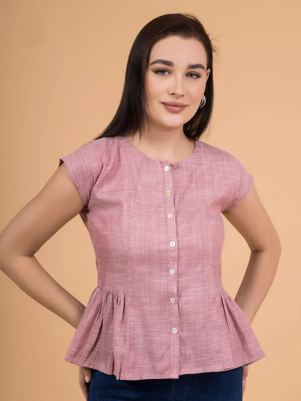 Dawn_Pink_Chambray_Button-Down_Peplum_Top