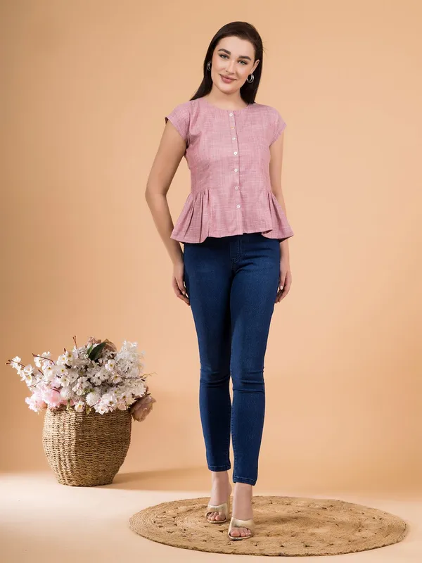 Dawn_Pink_Chambray_Button-Down_Peplum_Top
