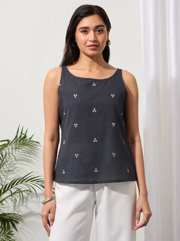Slate_Grey_Woven_Design_Cotton_Top