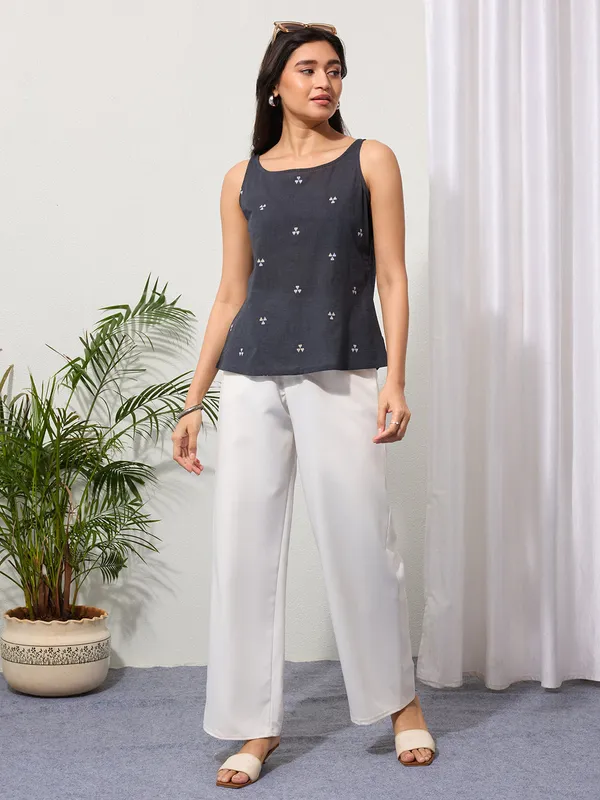 Slate_Grey_Woven_Design_Cotton_Top