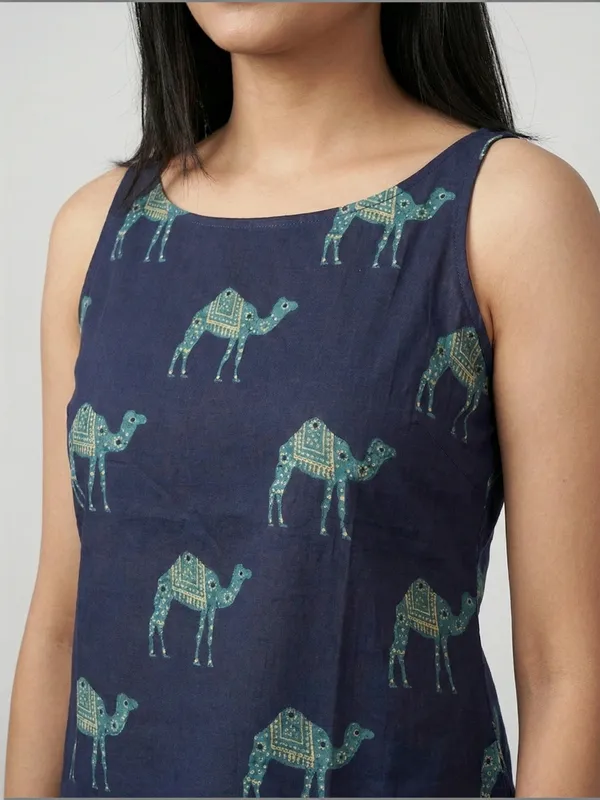 Navy_Sanganeri_Camel_Print_Cotton_Tank_Top