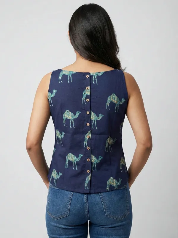 Navy_Sanganeri_Camel_Print_Cotton_Tank_Top