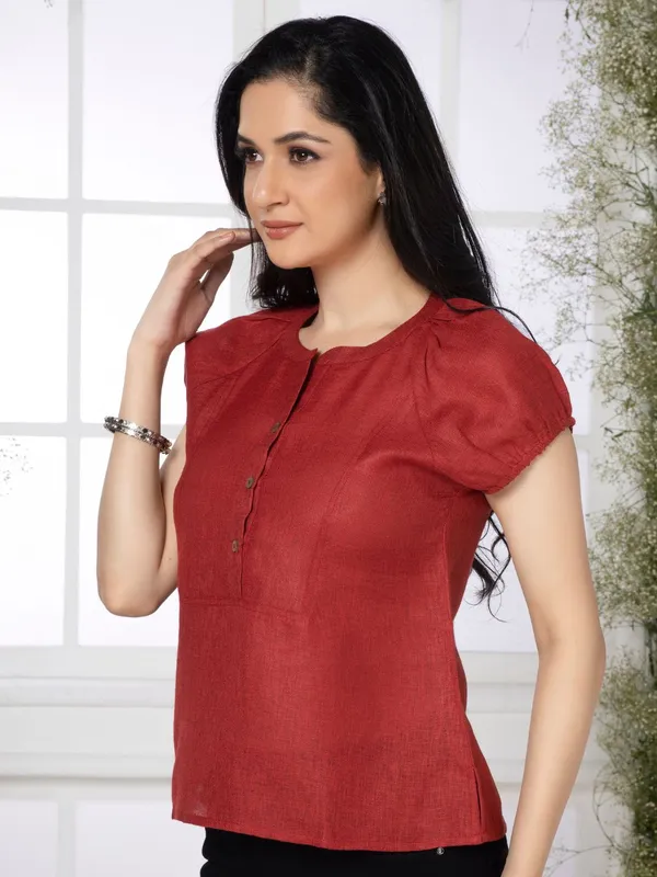 Cherry_Red_Solid_Urban_Grace_Top