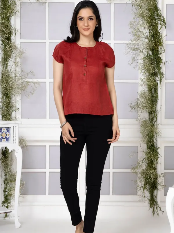 Cherry_Red_Solid_Urban_Grace_Top