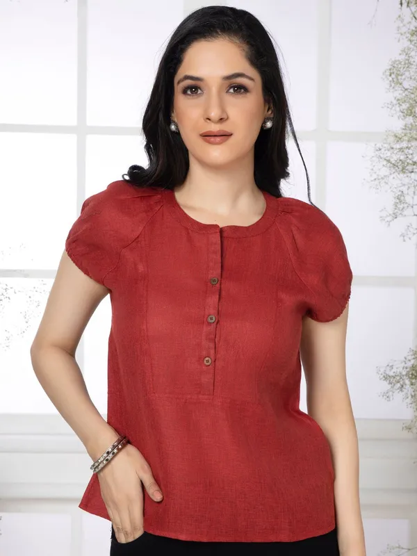 Cherry_Red_Solid_Urban_Grace_Top
