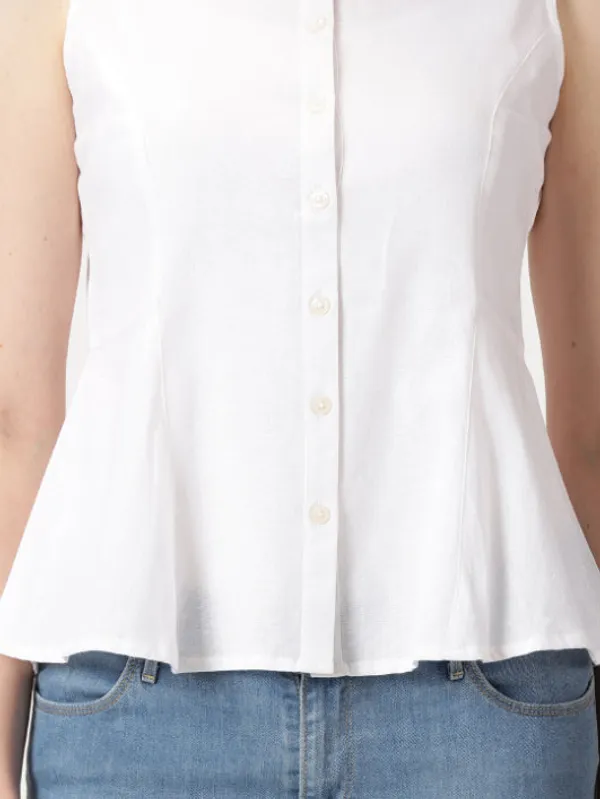 White_Cotton_Linen_Button-Down_A-Line_Top