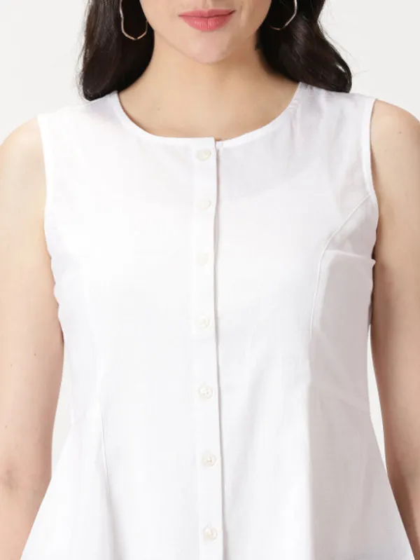 White_Cotton_Linen_Button-Down_A-Line_Top
