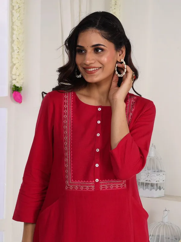 Fuschia_Pink_Embroidered_Straight_Fit_Kurta