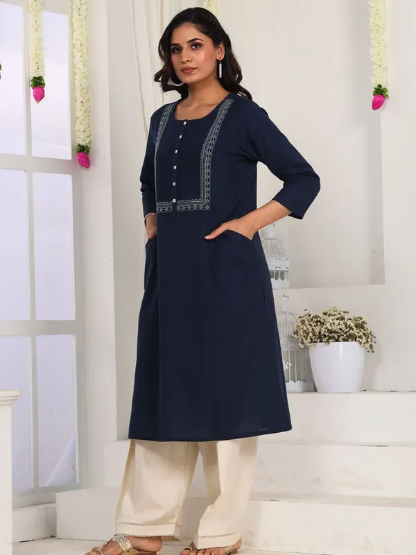 Navy_Blue_Embroidered_Straight_Fit_Kurta