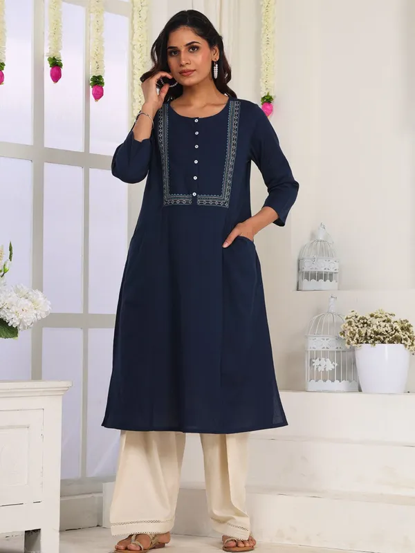 Navy_Blue_Embroidered_Straight_Fit_Kurta