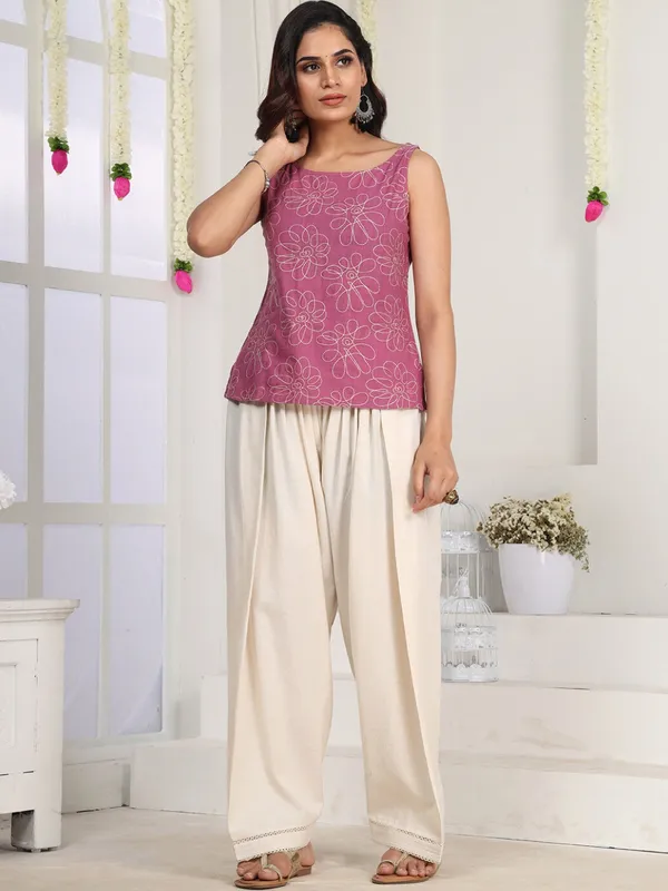 Off_White_Farshi_Salwar_with_Elasticated_Waist_&_Lace_Detail