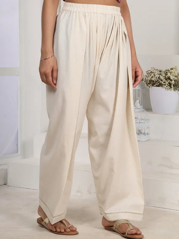 Off_White_Farshi_Salwar_with_Elasticated_Waist_&_Lace_Detail