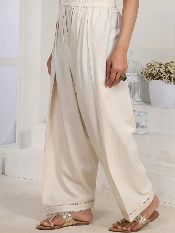 Off_White_Farshi_Salwar_with_Elasticated_Waist_&_Lace_Detail