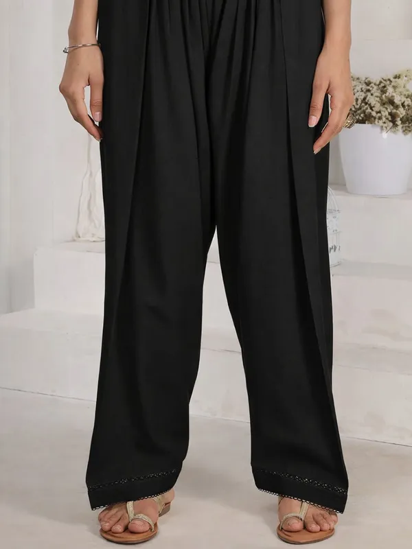 Black_Farshi_Salwar_with_Elasticated_Waist_&_Lace_Detail