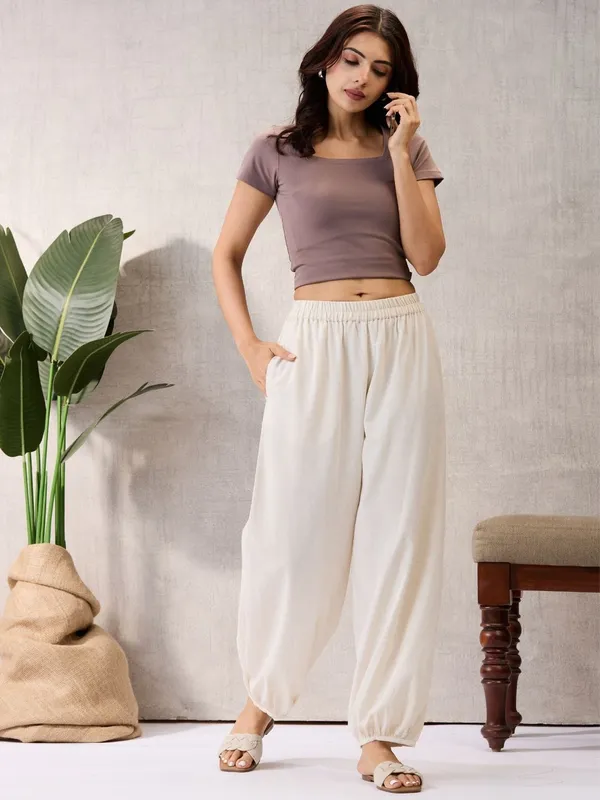 Natural__Ecru_Solid_Harem_Balloon_Pants