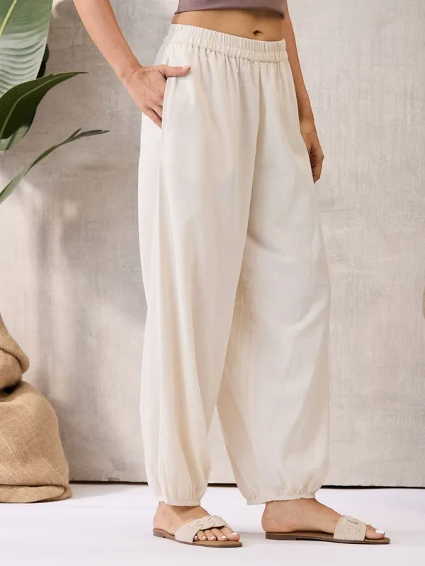 Natural__Ecru_Solid_Harem_Balloon_Pants