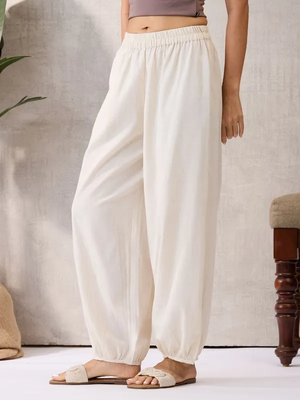 Natural__Ecru_Solid_Harem_Balloon_Pants
