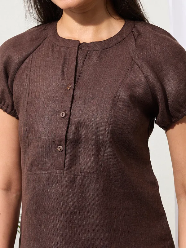 Espresso_Brown_Solid_Design_Button-Placket_Regular_Top