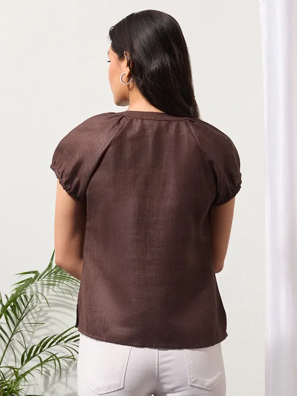 Espresso_Brown_Solid_Design_Button-Placket_Regular_Top