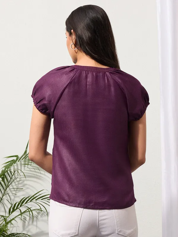 Mulberry_Purple_Solid_Design_Button-Placket_Regular_Top