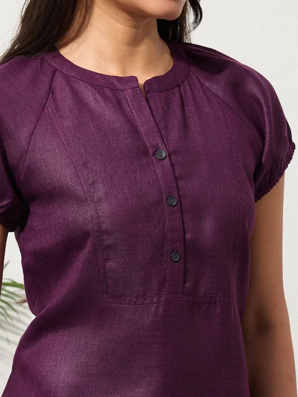 Mulberry_Purple_Solid_Design_Button-Placket_Regular_Top