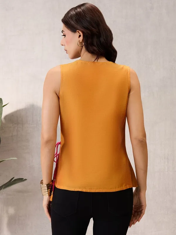 Mustard_Gold_Sleeveless_Wrap_Top_with_Geometric_Border