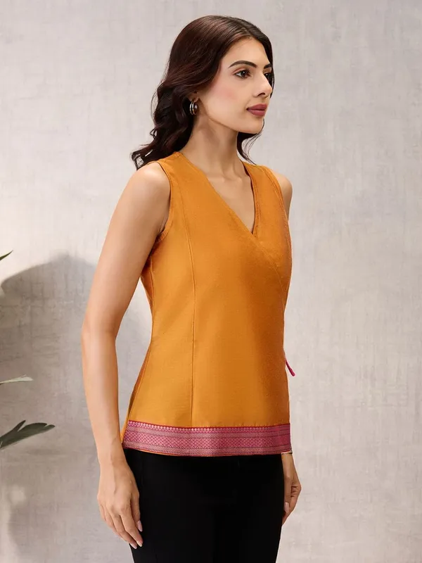Mustard_Gold_Sleeveless_Wrap_Top_with_Geometric_Border