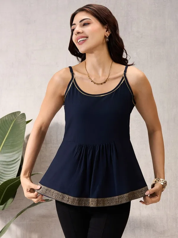 Navy_Blue_Sleeveless_Peplum_Top_with_Lace_Border