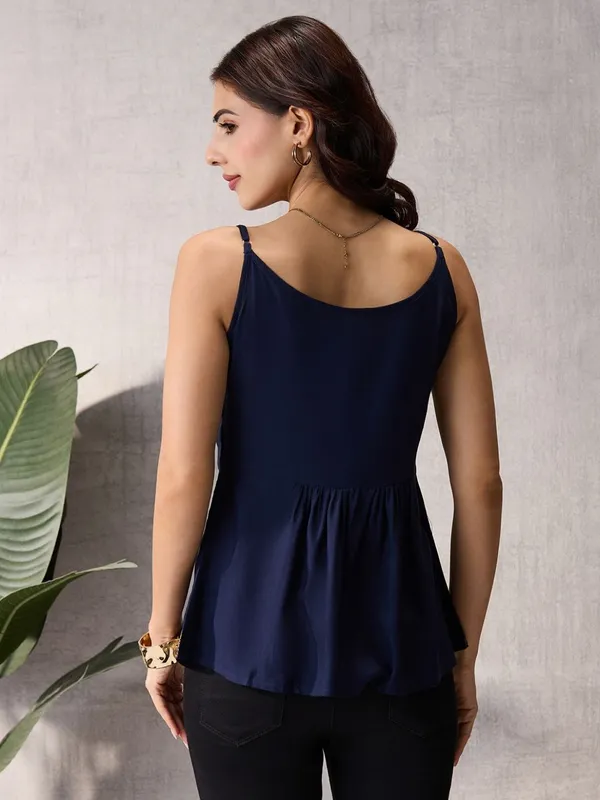 Navy_Blue_Sleeveless_Peplum_Top_with_Lace_Border