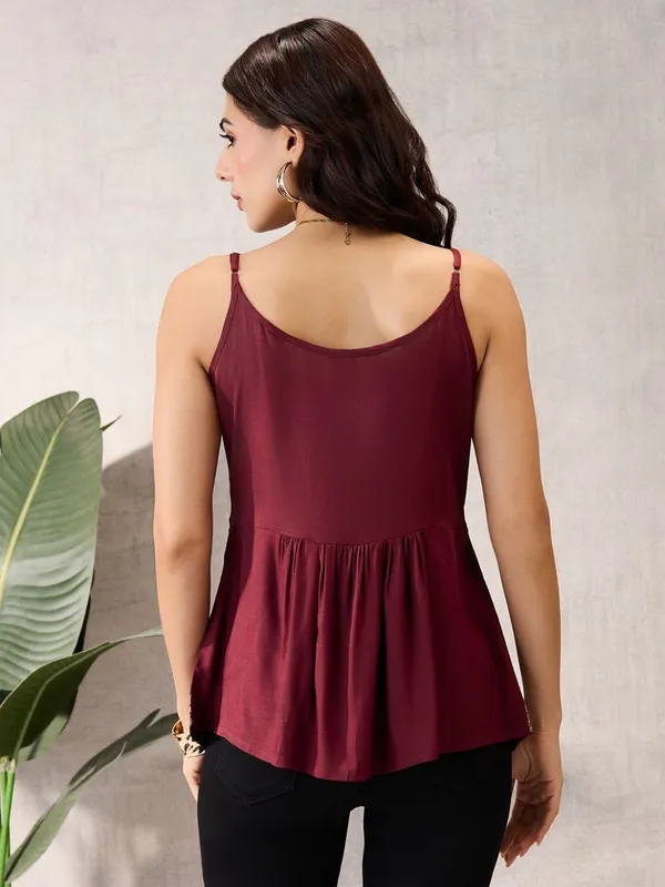 Wine_Sleeveless_Peplum_Top_with_Lace_Border