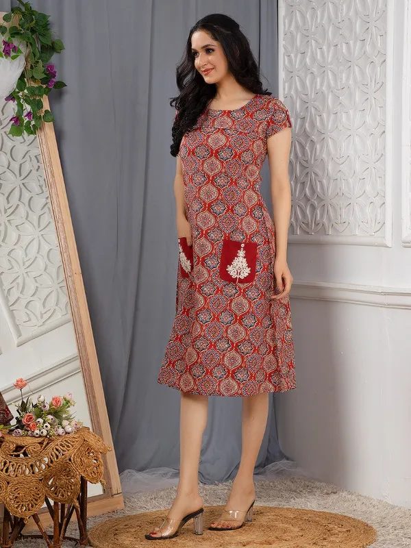 Red_Ethnic_Motifs_Midi_Dress_with_Embroidered_Patch_Pockets_&_Shoulder_Tabs