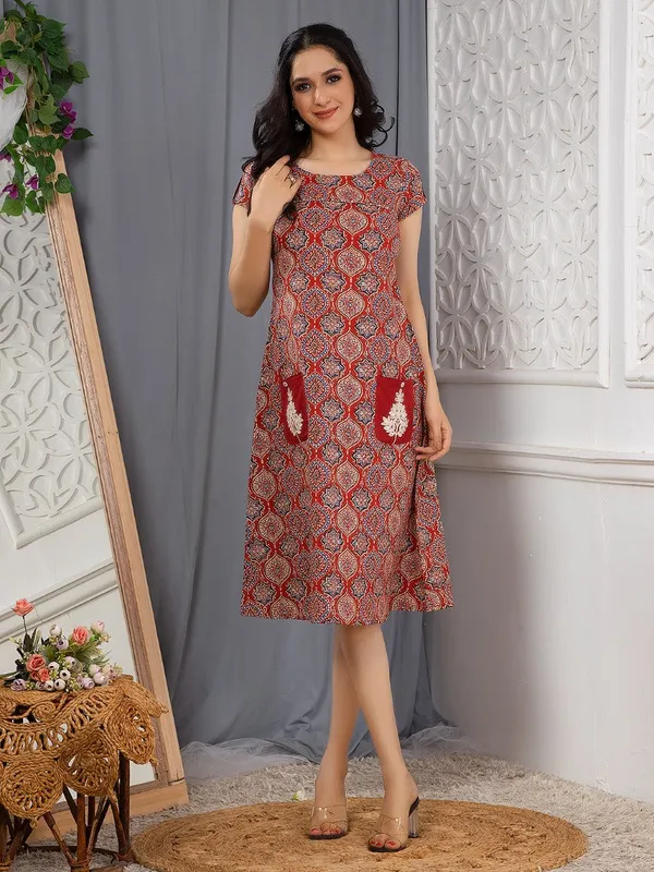 Red_Ethnic_Motifs_Midi_Dress_with_Embroidered_Patch_Pockets_&_Shoulder_Tabs