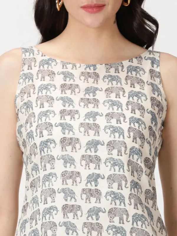 White_Sanganeri_Elephant__Print_Cotton_Tank_Top