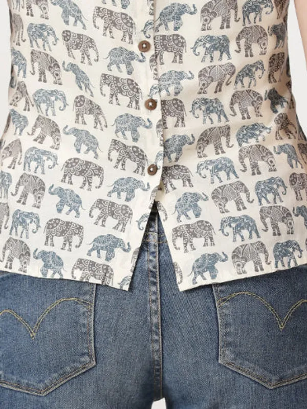 White_Sanganeri_Elephant__Print_Cotton_Tank_Top